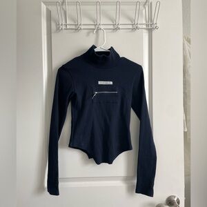 Turtleneck Top | Navy Blue